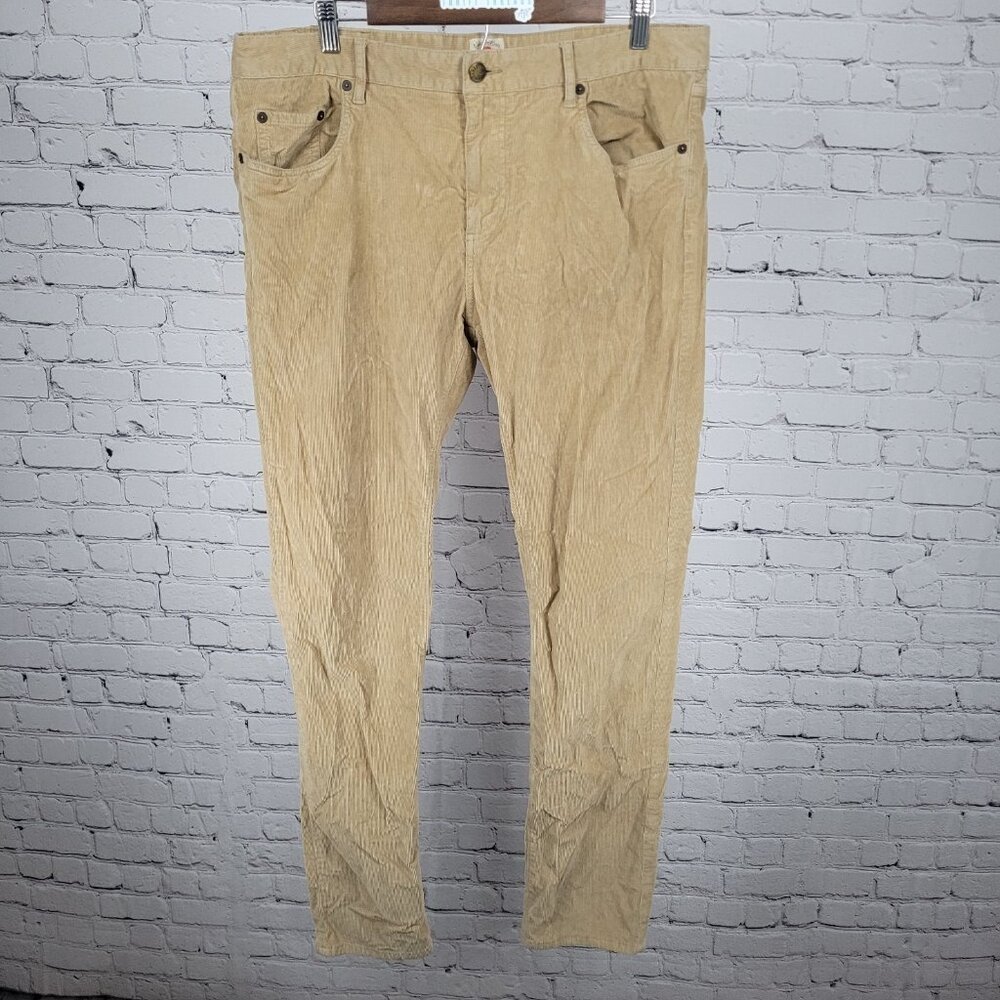 Faherty Tan Organic Cotton Corduroy Stretch Straight Leg Chino Pants 35 (35x33)